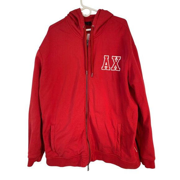 Armani Exchange Mens Red Full Zip Hoodie Sweatshirt XXL RX10638 Spelled Out - Picture 3 of 11